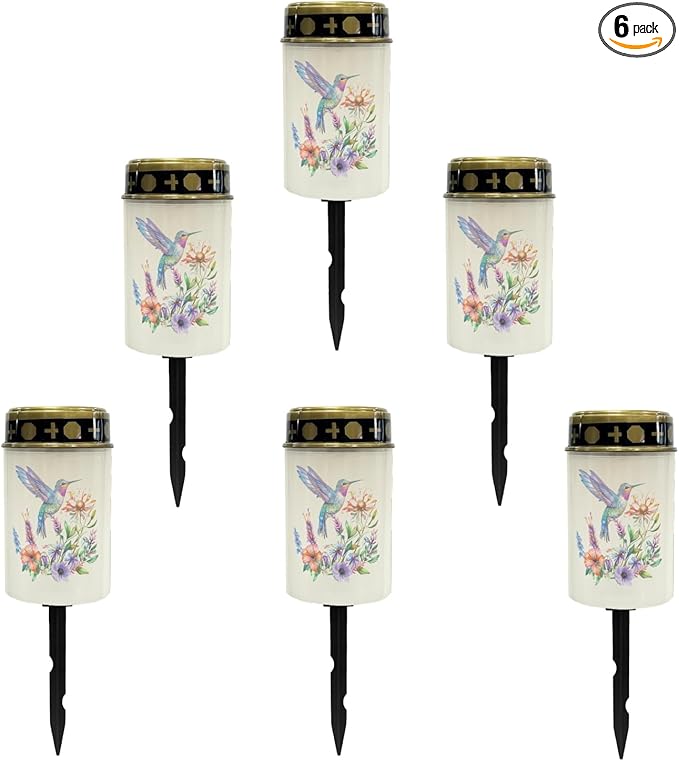 Outdoor Solar Garden Lights Waterproof Pathway Lights Stake Lights Outdoor Decorations for Patio/Yard/Driveway Walkway Lights Hummingbirds Floral Flameless Outdoor Table Lamp