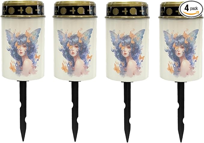 Flower Fairy Solar Lights Outdoor,Solar Stake Lights Garden Lights,Waterproof Solar Lights for Outside Yard Patio Landscape Lighting Flameless Lights-Warm White