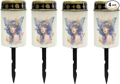 Flower Fairy Solar Lights Outdoor,Solar Stake Lights Garden Lights,Waterproof Solar Lights for Outside Yard Patio Landscape Lighting Flameless Lights-Warm White