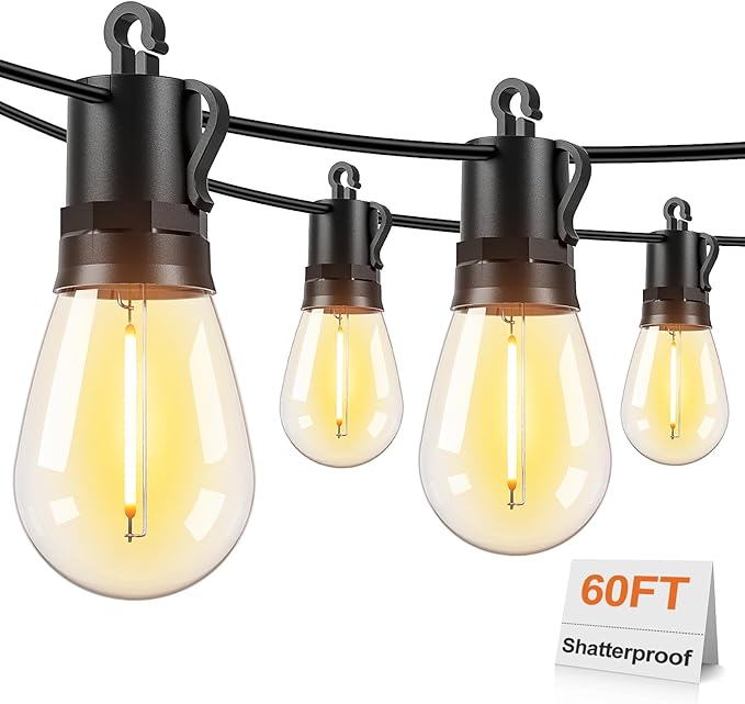 Brightever 100FT ST38 Outdoor String Lights with 60FT S14 LED String Lights