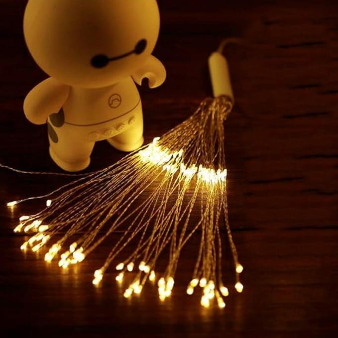 4 Pack 480 LED Firework Copper Wire Lights, Fairy Twinkle Solar String Lights with 8 Modes Starburst for Christmas, Birthday, Bedroom, Corridor, Patio, Garden, Wedding