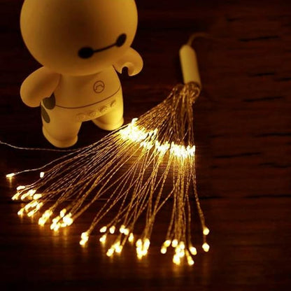 4 Pack 480 LED Firework Copper Wire Lights, Fairy Twinkle Solar String Lights with 8 Modes Starburst for Christmas, Birthday, Bedroom, Corridor, Patio, Garden, Wedding