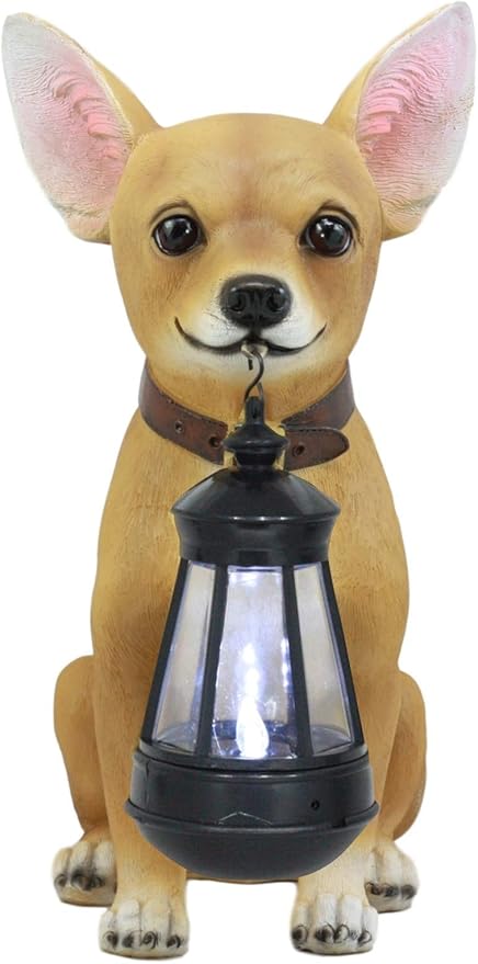 Ebros Picante Mexican Chihuahua Dog Decor Path Lighter Statue 12.5" Tall with Solar LED - Garden Figurine Light | Lumora