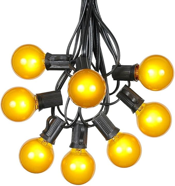 100 Foot G40 Outdoor Patio String Lights with 125 Yellow Globe Bulbs – Indoor Outdoor String Lights – Market Bistro | Lumora