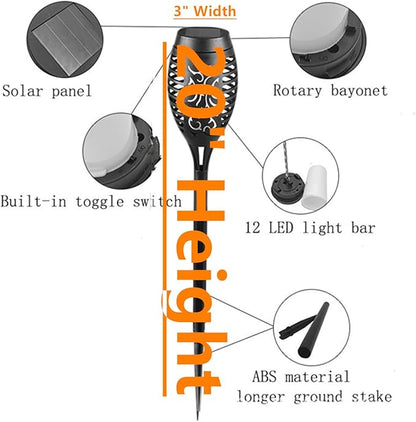 Solar Outside Torch Lights, Outdoor LED Flickering Flame for Garden Decor - 6 Pack, Waterpoorf Landscape Auto On Off Solar Powered Lights for Patio Lawn Yard Driveway Pathway