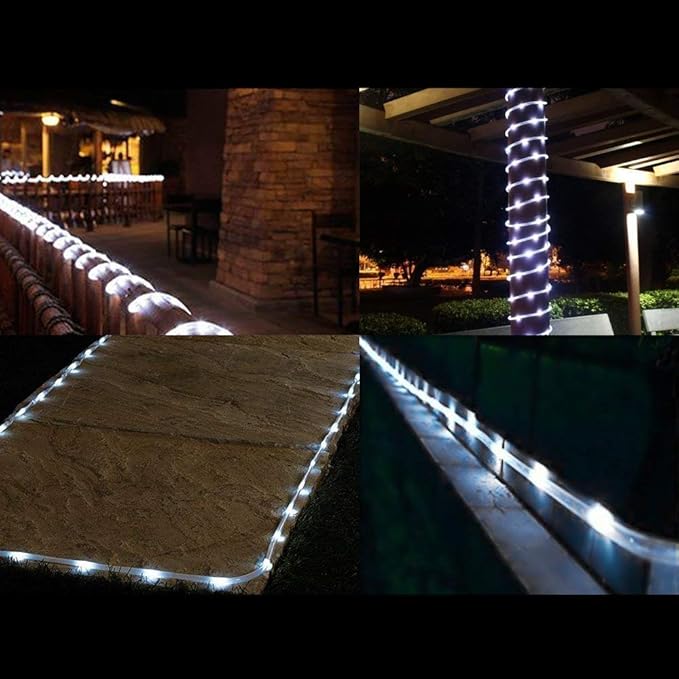 Solar Rope Lights Outdoor, 23ft 50LED Outdoor Rope String Lights Waterproof Copper Tube Wire String Lights for Garden,Yard, Path, Fence, Stairs, Backyard, Patio (Cold White)