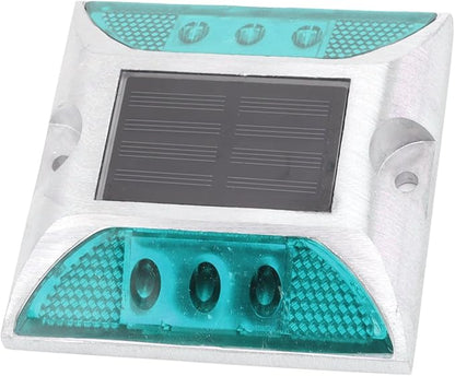 Alomejor Solar Driveway Lights, Cast Aluminum IP68 Outdoor Light with 72 Hour Runtime, 10 Ton Pressure Marker for Pathway and Garden (Green)