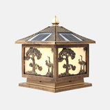 Outdoor lamp LED Outdoor Solar Column Light Classical Traditional Square E27 Edison Porch Pillar Lantern Waterproof | Lumora