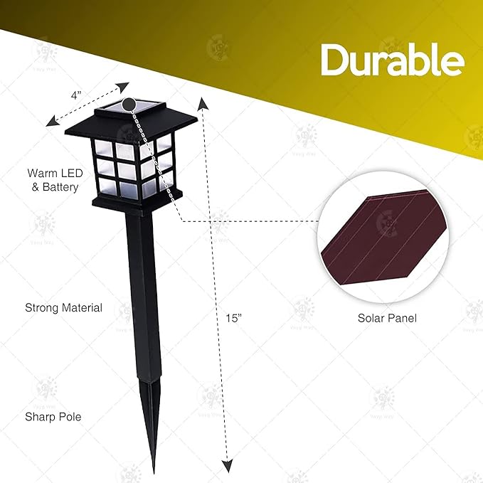 VaygWay 12 Pack Bright Solar Pathway Lights - Premium Quality Waterproof Outdoor Solar Powered Lamp Lights for Garden, Walkway LED Lamp- Perfect for Patio, Lawn, Yard, Driveway, Landscape