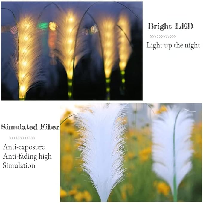 HUSSAIN Solar Garden Fairy Light, Reed Fiber Optic Light, Outdoor Solar Garden Lights Waterproof LED for Patio Yard | Lumora