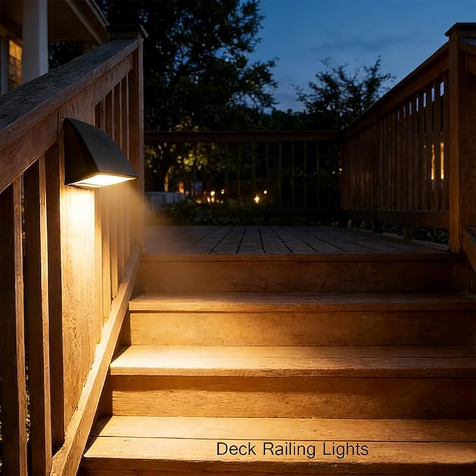 Arrownine Landscape Lighting Low Voltage Deck Lights 5W 12-24V,Outdoor Waterproof Fence Post Lights for Patio Stairs Yard Railing Wall Light Warm White Black Color 4 Packs