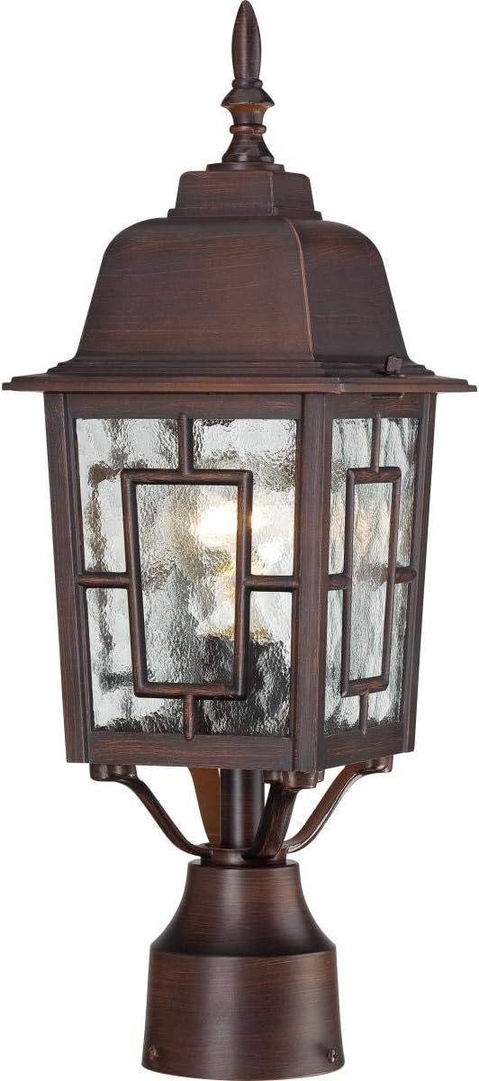 Nuvo Lighting 60/4928 Banyon One Light Post Lantern 100 Watt A19 Max. Clear Water Glass Rustic Bronze Outdoor | Lumora