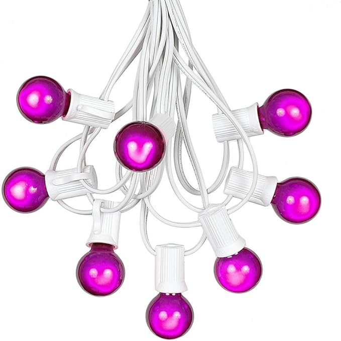 G30 Patio String Lights with 25 Globe Bulbs - Garden Hanging String Lights - Vintage Backyard Patio Lights - Outdoor String Lights - Market Cafe Bistro String Lights – White Wire -25 Feet