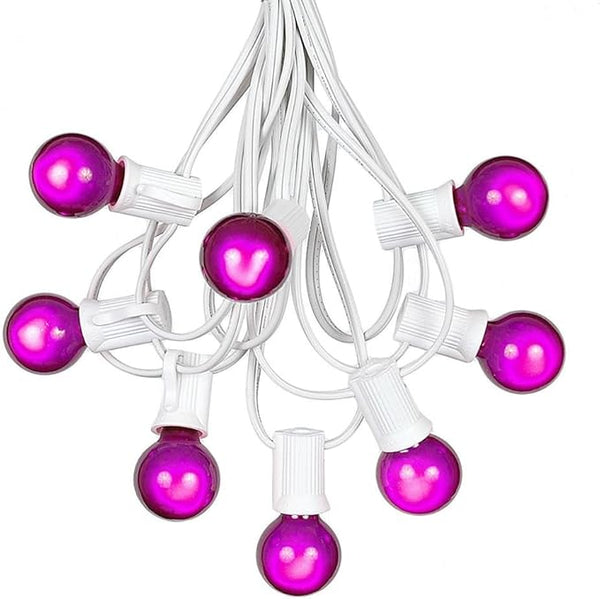 100 Foot G30 Outdoor Patio String Lights with 125 Purple Globe Bulbs – Indoor Outdoor String Lights – Market Bistro | Lumora