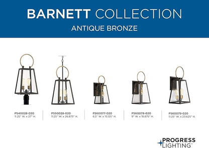 Progress Lighting Barnett Collection 2-Light Clear Glass Farmhouse Outdoor Large Wall Lantern Light Antique Bronze