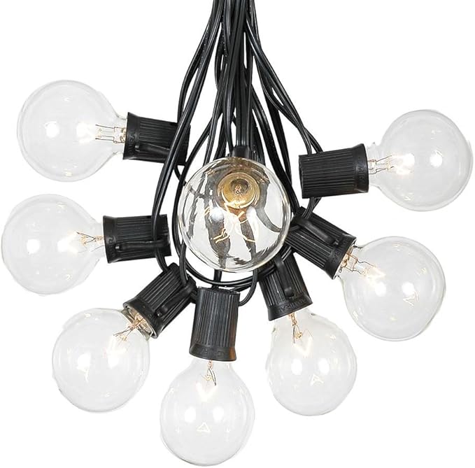 100 Foot G50 Outdoor Patio String Lights with 125 Clear Globe Bulbs – Indoor Outdoor String Lights – Market Bistro | Lumora