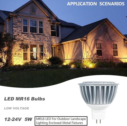Arrownine MR16 LED Bulb Low Voltage 12-24V AC/DC,Aluminum Heat Dissipation Non-Dimmable for Indoor Recessed Spotlight Outdoor Landscape Lighting Warm White 8 Packs