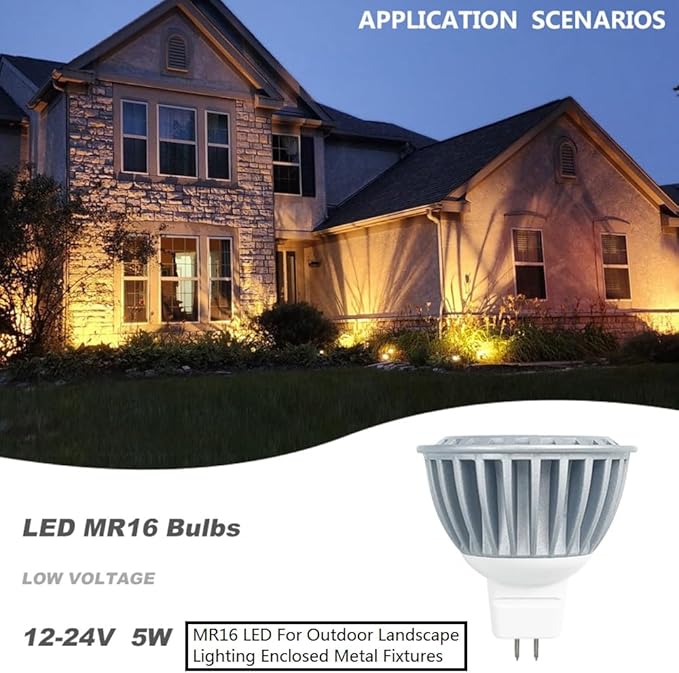 Arrownine MR16 LED Bulb Low Voltage 12-24V AC/DC,Aluminum Heat Dissipation Non-Dimmable for Indoor Recessed Spotlight Outdoor Landscape Lighting Warm White 4 Packs