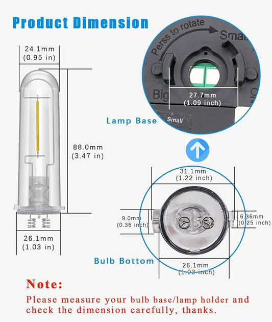 Solar Lantern Replacement Bulbs, Upgraded Solar Outdoor LED Light Bulbs 3V Bright Light Bulbs Waterproof for Yard Landscape Path Lawn Patio Walkway (3)