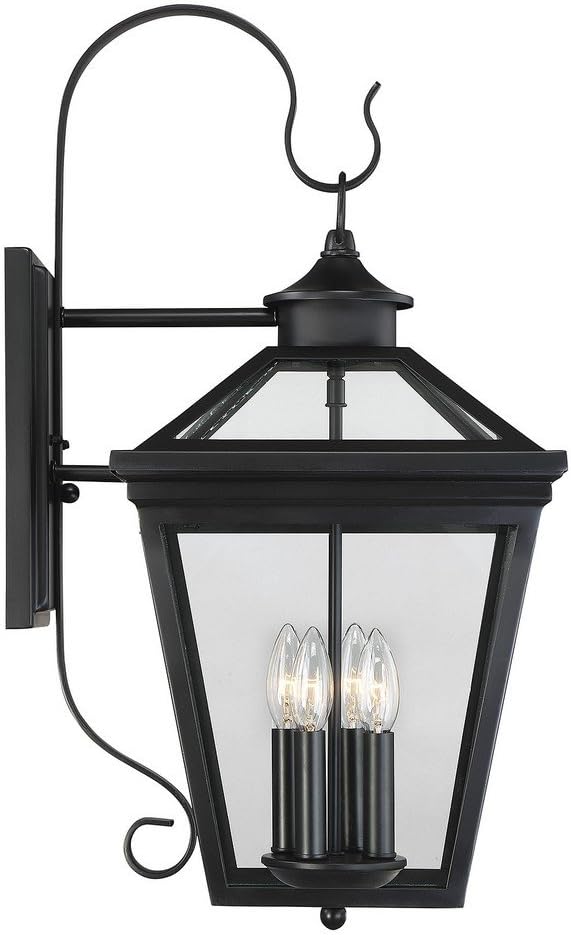 Savoy House 5-142-BK Ellijay Modern Farmhouse Rustic Clear Glass Outdoor Wall Lantern, 4-Light 160 Total Watts, 26" | Lumora