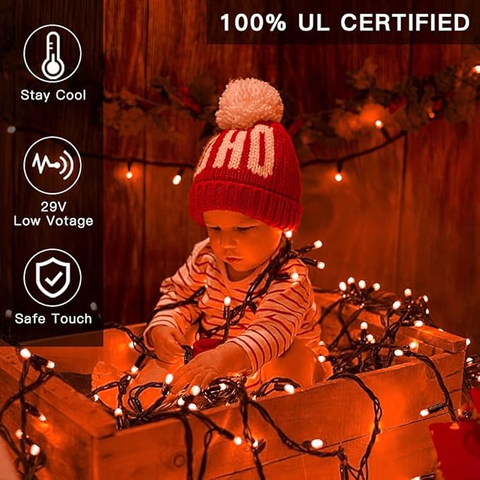 AmyHomie 300LED Orange Christmas String Lights with 8 Modes, Waterproof Fall Lights Outdoor Indoor Fall Decor Fairy | Lumora