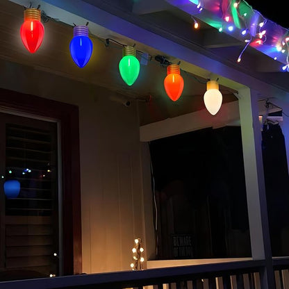 Giant Outdoor Christmas Lights,16ft Jumbo Christmas Lights String Lights with 10 Large Multicolored Bulbs,Connectable Outdoor Decorations Lights for Porch Garden Eave Xmas Trees Roof Decor