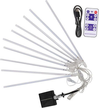 Uonlytech 1set Solar-Powered Led Shower Lights Outdoor String Lights for Christmas Wedding and Party Decoration Tubes Remote Control Modes