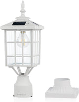 Kemeco ST4224Q-W Solar Post Light Outdoor Led Squared Frame Fixture with 3" Pier Mount Base for Garden Street Pole | Lumora