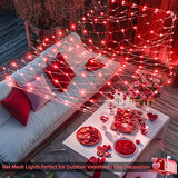 JMEXSUSS Red Christmas Net Lights Outdoor, 360 LED, 12ft x 5ft, Plug in