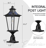 Emliviar 22 Inch Farmhouse Solar Lamp Post Light with Pier Mount, Large Outdoor Post Light for Outside Patio with | Lumora