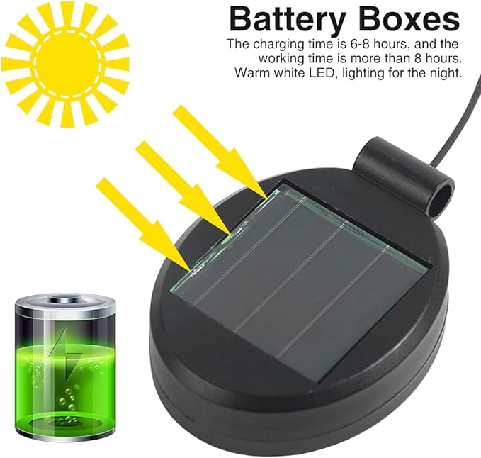 2 Pack Solar Light Replacement Top Part Panel for Outdoor Hanging Lanterns - Solar Lantern Lamp Led Replacement Top Battery Box for Garden Patio Walkway Yard(Black)