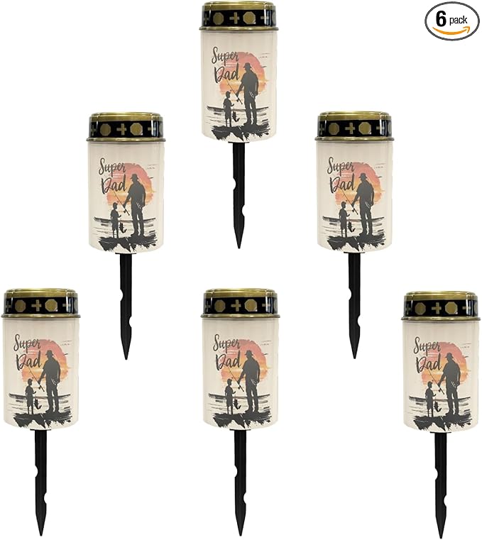 Super Dad Cemetery Lights - Solar Powered Outdoor Waterproof Garden Pathway Lights with Auto On/Off Feature