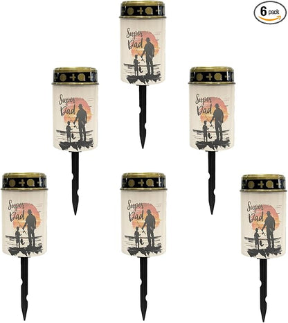 Super Dad Cemetery Lights - Solar Powered Outdoor Waterproof Garden Pathway Lights with Auto On/Off Feature