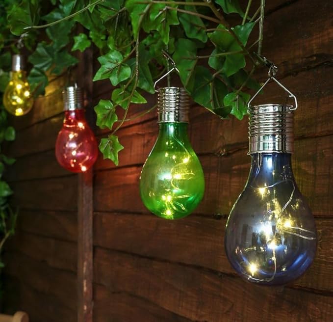 Solar Hanging Camping Lights Garden Yard Pathway Waterproof LED Light Bulb (Blue)