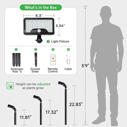 Solar Pathway Lights Outdoor, 3 Modes Motion Sensor Path Light Warm & Daylight Selectable, IP65 Waterproof Walkway LED Landscape Lighting with Adjustable Angle for Yard, Garden, Driveway