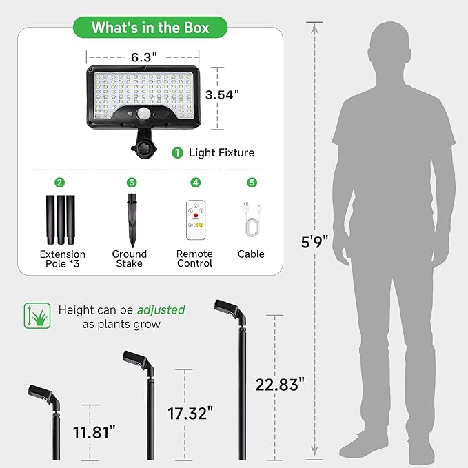 Solar Motion Sensor Pathway Lights - Warm & Daylight Selectable Path Light 3 Modes, IP65 Waterproof Black LED Garden Lighting with Remote Control for Outside Landscape Walkway (4 Pack)