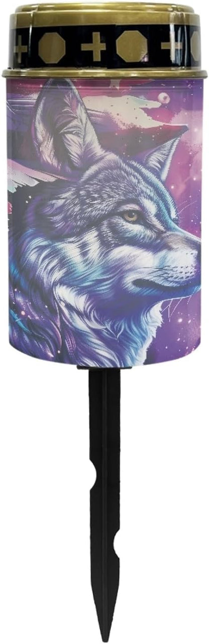Wolf Solar Lights Outdoor Waterproof Landscape Path Light Solar Garden Light for Garden Yard Lawn Patio Solar Pathway Lights Cemetery Solar Light Memorial Light