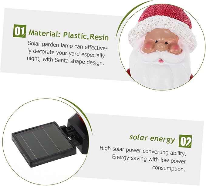 2pcs Santa Solar Stake Light Decorative Solar Lights for Garden Pathway Easy Installation Powered Outdoor Lawn Lamp for Christmas Decorations and Atmosphere