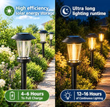 Solar Pathway Lights Outdoor, 12 Pack Warm White Tungsten Filament Solar Lights, 3 Lighting Modes, Auto On/Off, IP65 Waterproof, Dusk to Dawn Solar Garden Lights for Yard, Driveway, Lawn & Landscape