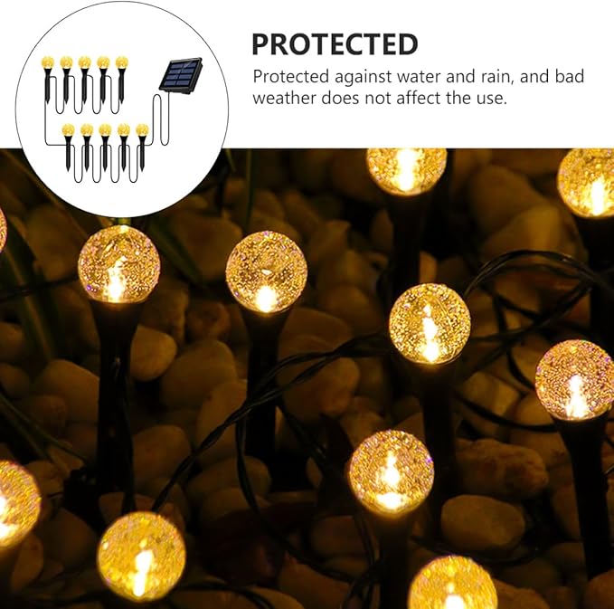 FRCOLOR Solar Garden Decorative Bubble Ball Lights 10pcs Outdoor Lawn Solar Path Lights Warm White for Yard Landscape Lighting