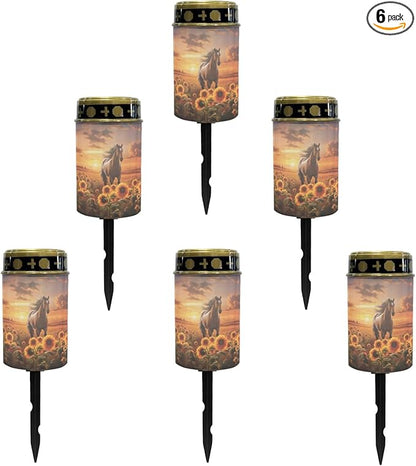 Sunflower Horse Solar Horse Lights for Outside,Solar Walkway Lights Outdoor Waterproof Solar Pathway Lights Solar Powered Lantern Landscape Lighting-Warm White