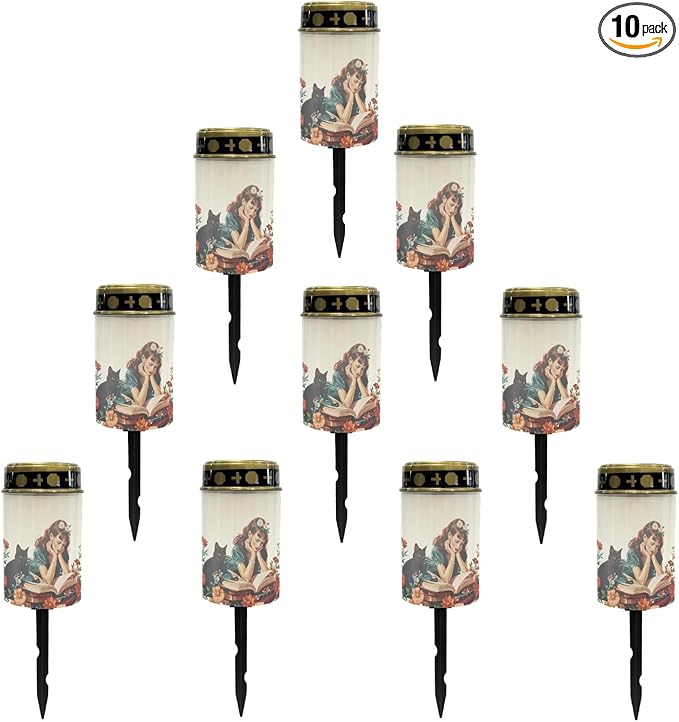 Beautiful Girls Solar Garden Lights Outdoor Flameless Floral Pathway Lights LED Solar Lantern Landscape Decorative Lighting for Yard Patio Solar Stake Lights Spotlight Warm White Lantern