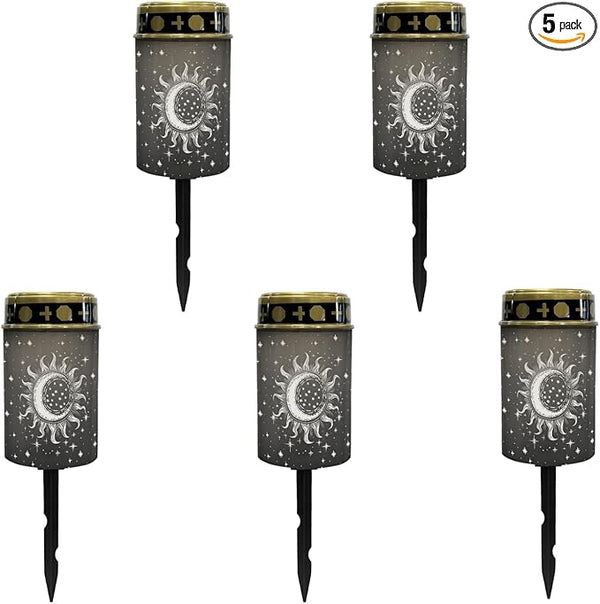 Cemetery Solar Lights - Outdoor Waterproof Moon Star Sun LED Lantern Angle Lights for Grave, Yard, Patio, Driveway | Lumora