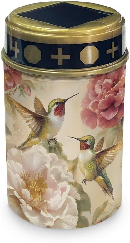 ZOUTAIRONG Solar Light for Cemetery Grave Durable Solar Garden Lights Landscape Lighting Pathway Light Cemetery 2 Pack, Floral Hummingbirds Print