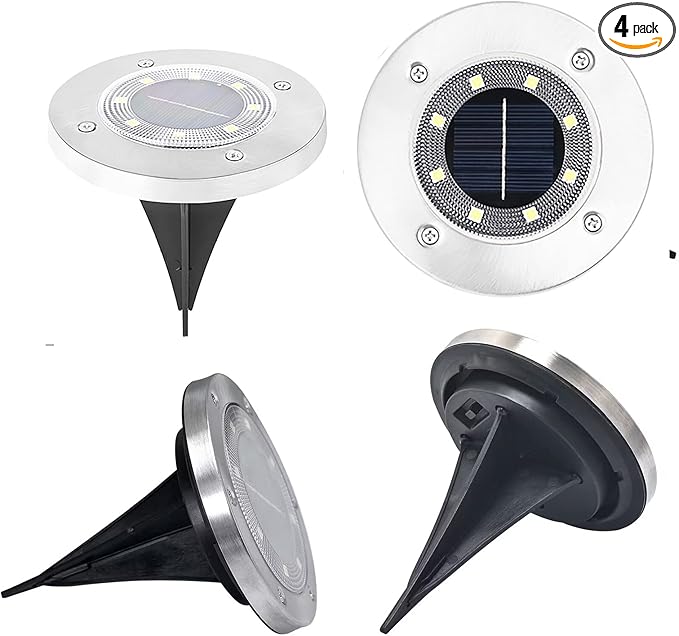 Solar Ground Lights, Outdoor Waterprood 8 LED Solar Powered Floor Landscape Light for Garden Pathway Walkway Patio | Lumora