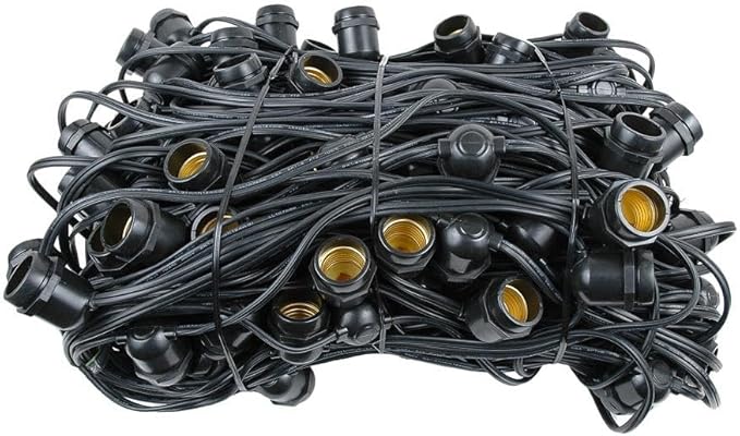 Novelty Lights 330 Feet Heavy Duty Light String with 165 in-Line E26 Sockets, Black - Outdoor Security Flood Light | Lumora