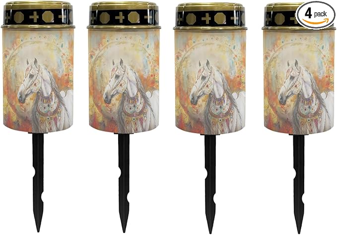 Western Aztec Horse Solar Lights,Solar Lights Outdoor Waterproof,Horse Solar Stake Lights Waterproof Solar Pathway Lights for Garden Yard Patio Backyard Decorative Lamps