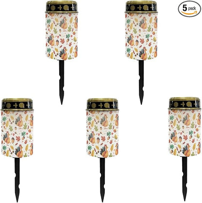 Autumn Turkey Solar Garden Lights Outdoor Waterproof Solar Pathway Lights Landscape Lighting Walkway Decorative Lights for Yard Patio Driveway Backyard Lights Outdoor