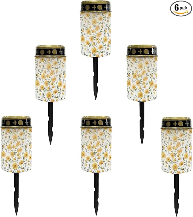 Floral Yellow Solar Pathway Lights,Waterproof Solar Garden Lights Outdoor Solar Walkway Lights Landscape Decoration Lighting for Yard,Walkway,Patio,Driveway