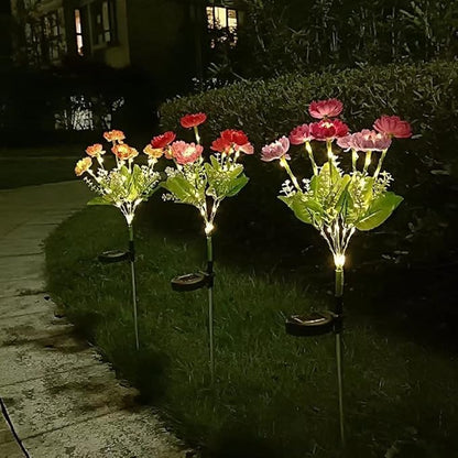 Outdoor Solar Lights Garden Lights Snow Lotus Flowers Solar Powered Waterproof Outdoor Lights for Garden Patio Yard Pathway Decoration,2 Pack
